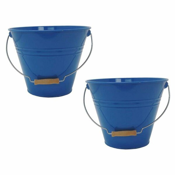 Pertrechos 5202E B S-2 Enameled Galvanized Steel Recycling Bin-Storage Container, Blue - Set of 2 PE1789972